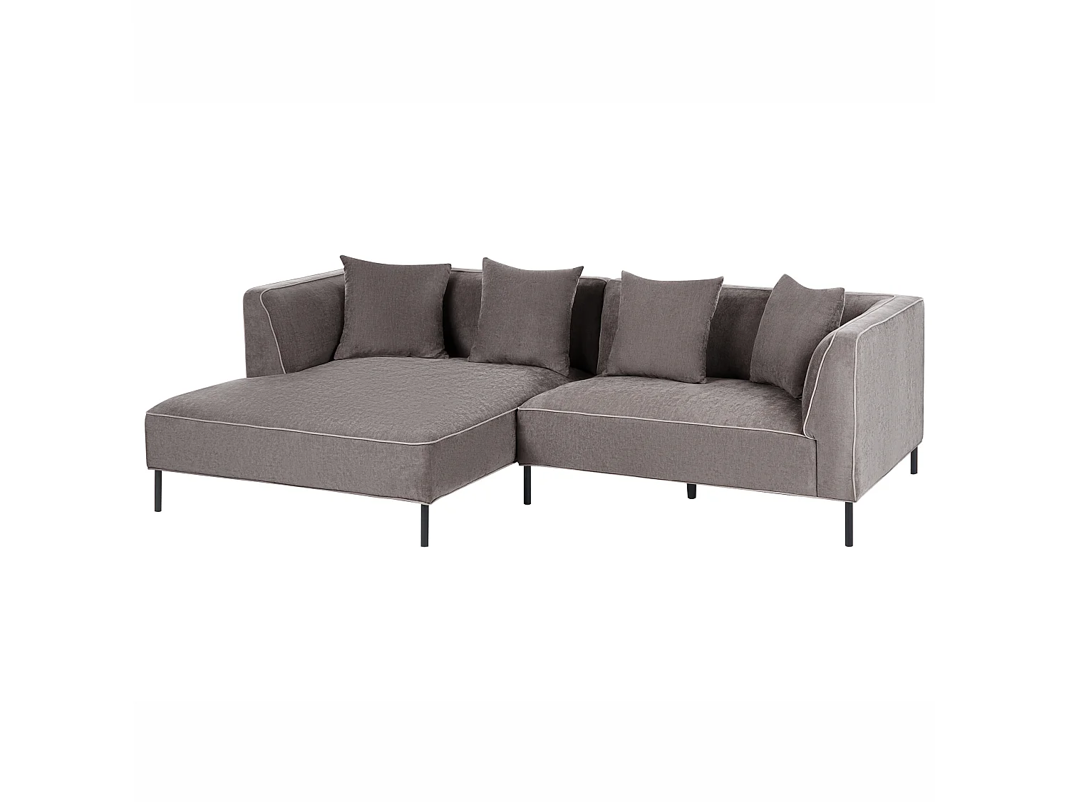 Canapé d'angle droit 3 places en coton chenille taupe SATER