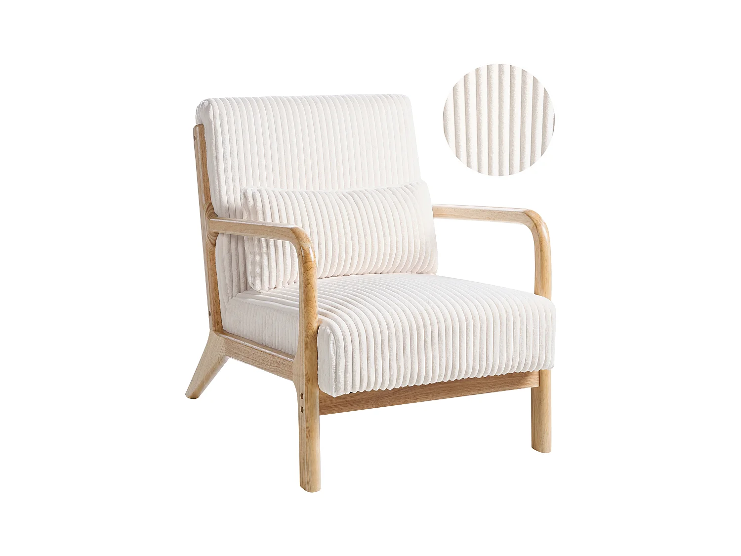 Fauteuil SORSELE Velours côtelé Blanc
