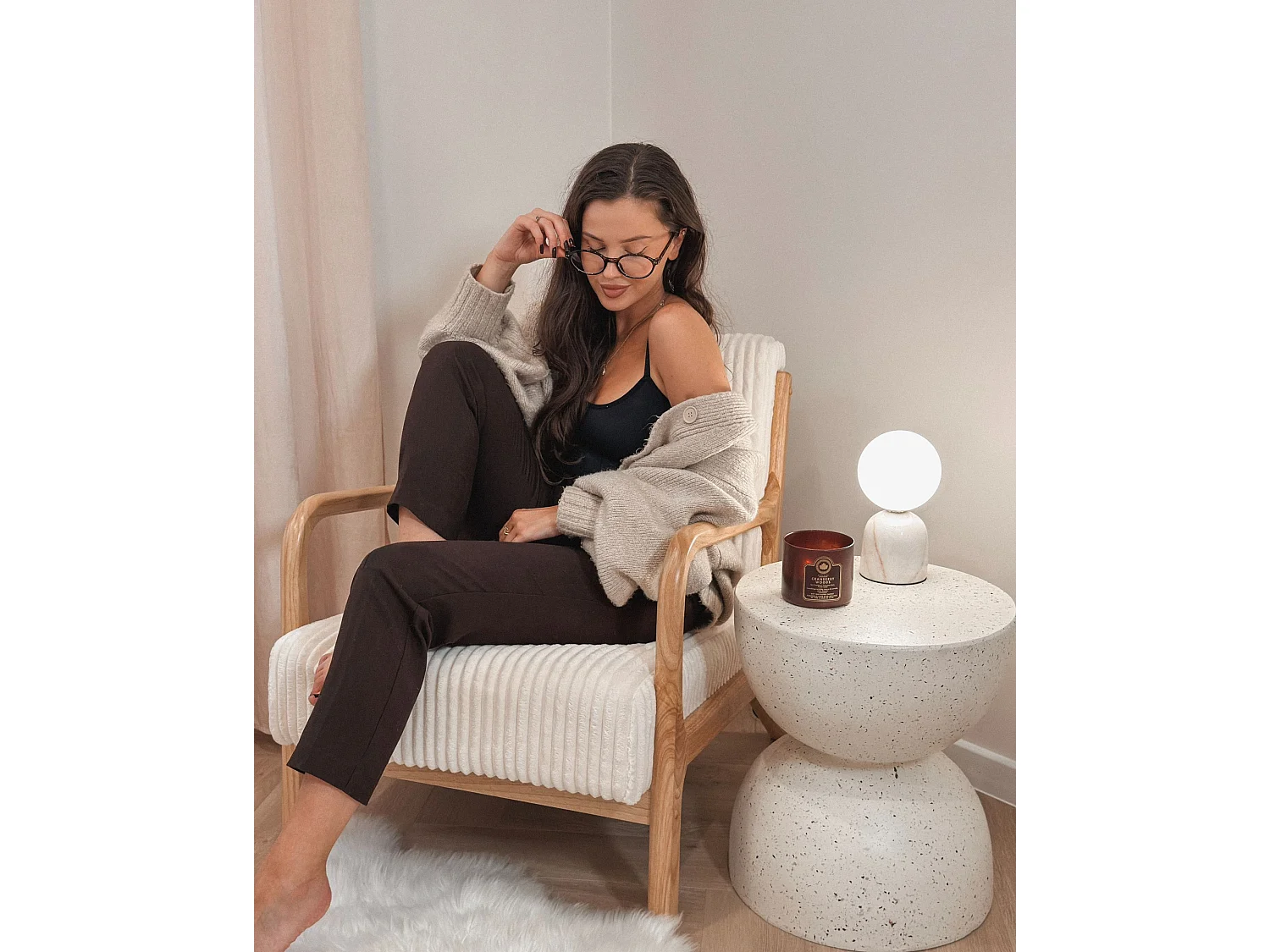 Armchair SORSELE Corduroy White