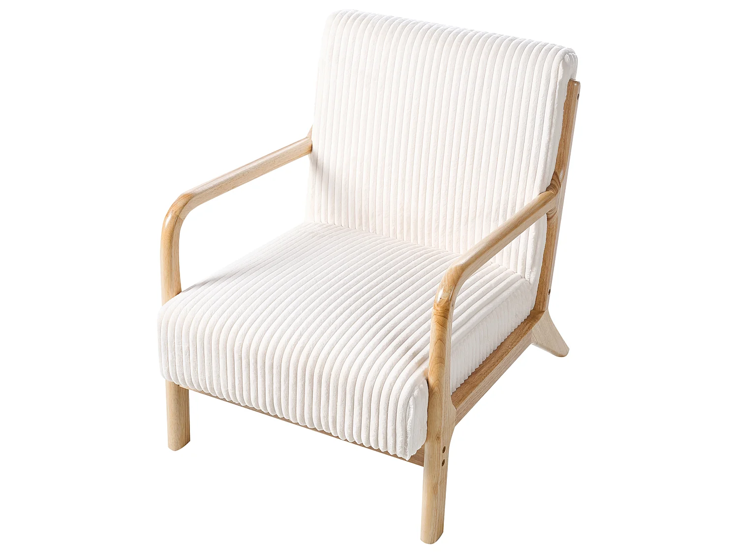 Fauteuil SORSELE Velours côtelé Blanc