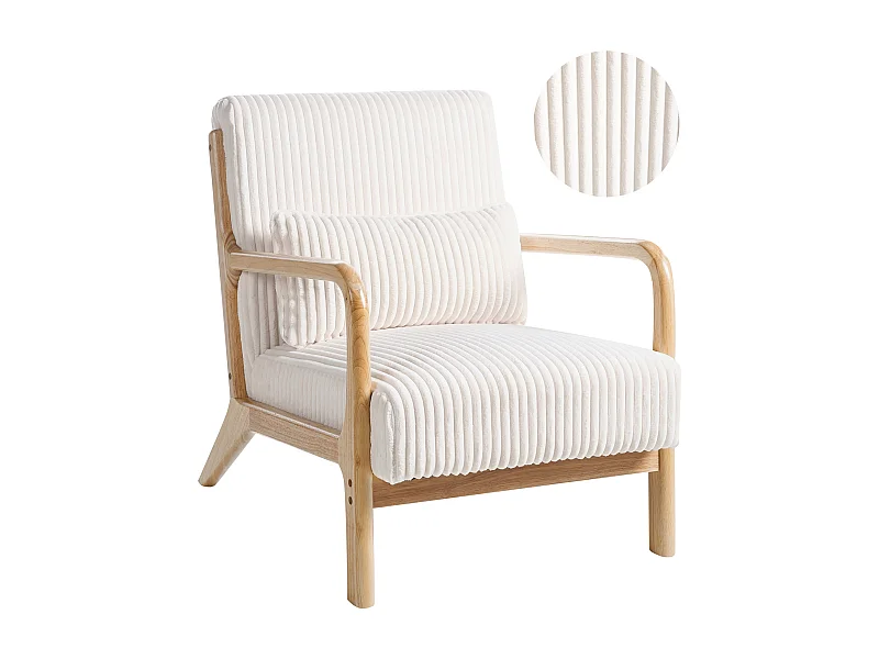 Fauteuil SORSELE Velours côtelé Blanc