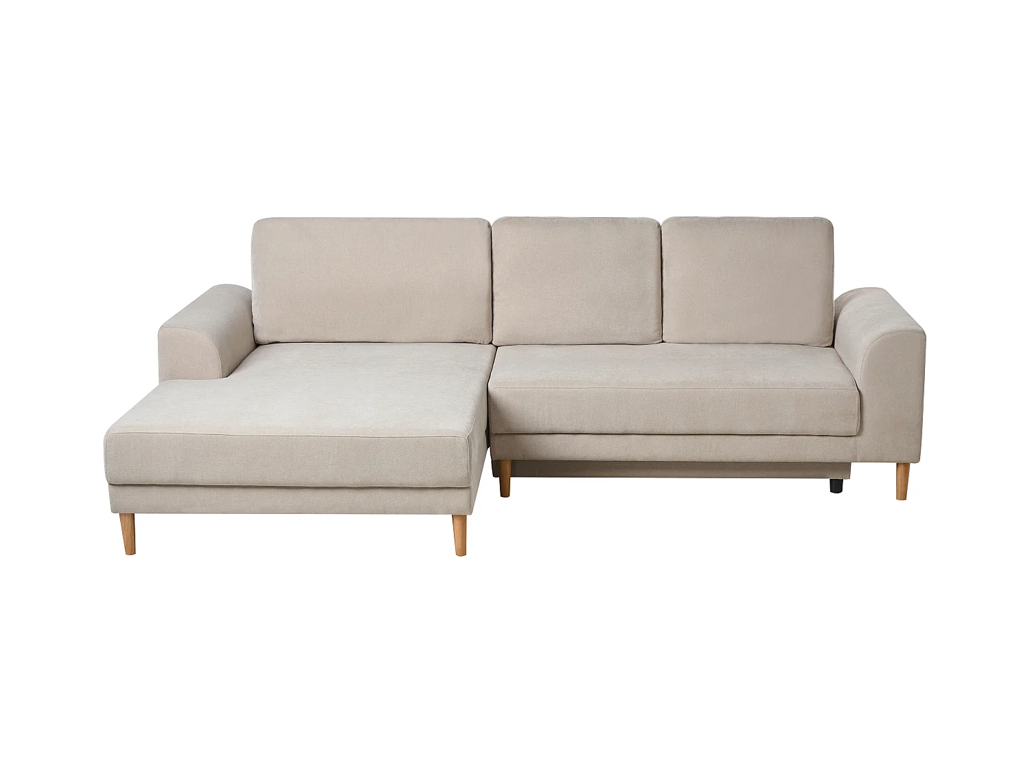 Canapé-lit d'angle 3 places NUBORG Tissu chenille Beige clair Côté droit