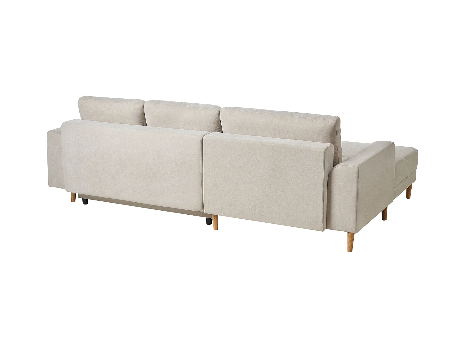 Canapé-lit d'angle 3 places NUBORG Tissu chenille Beige clair Côté droit