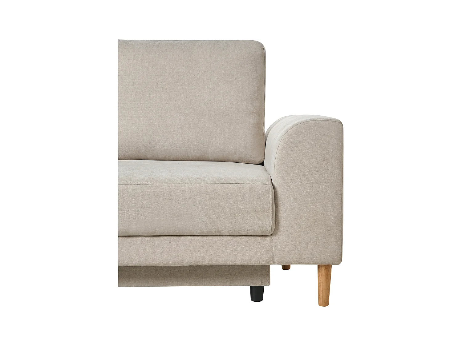 Canapé-lit d'angle 3 places NUBORG Tissu chenille Beige clair Côté droit