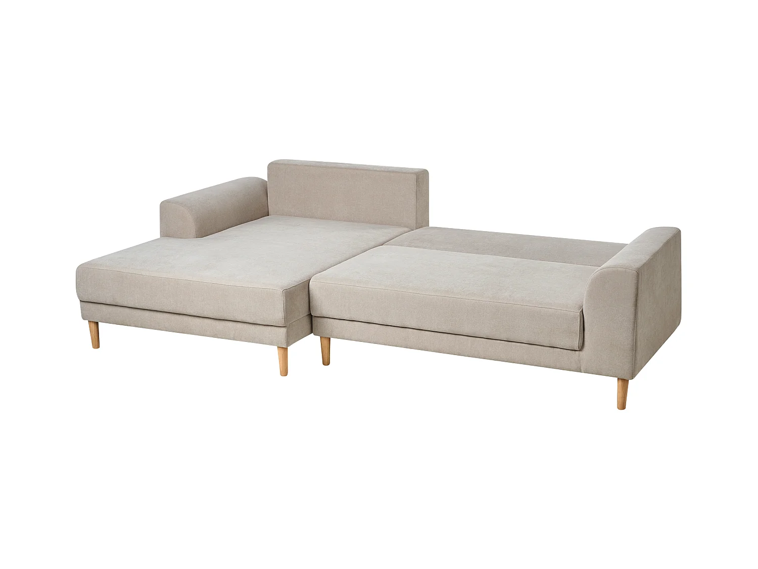 Canapé-lit d'angle 3 places NUBORG Tissu chenille Beige clair Côté droit