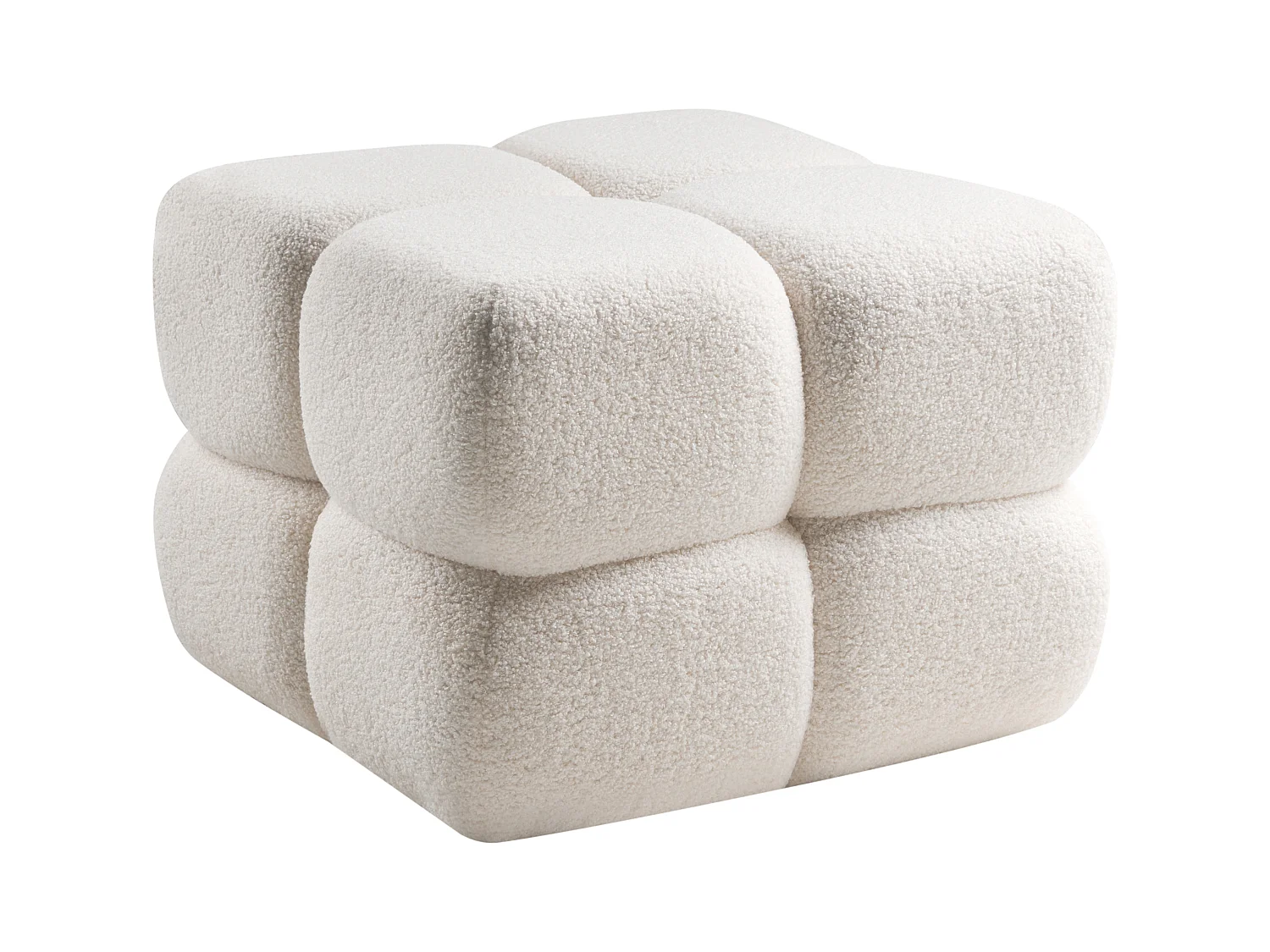 Pouf CALIENTE Bouclé Blanc cassé