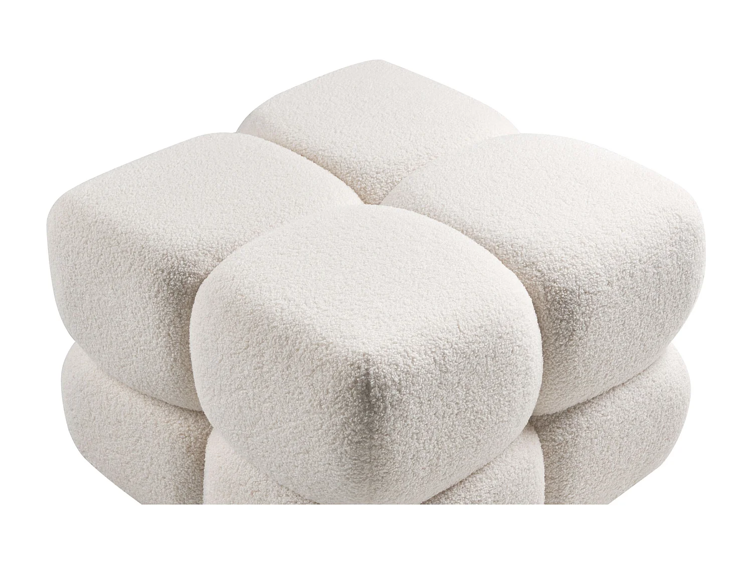 Pouf CALIENTE Bouclé Blanc cassé