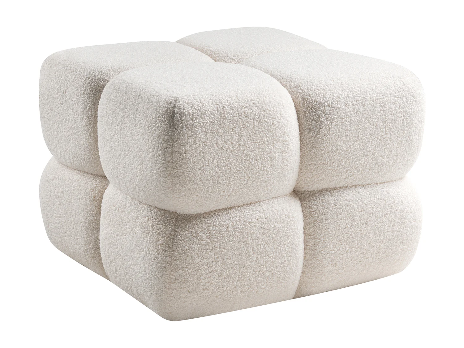 Pouf CALIENTE Bouclé Blanc cassé