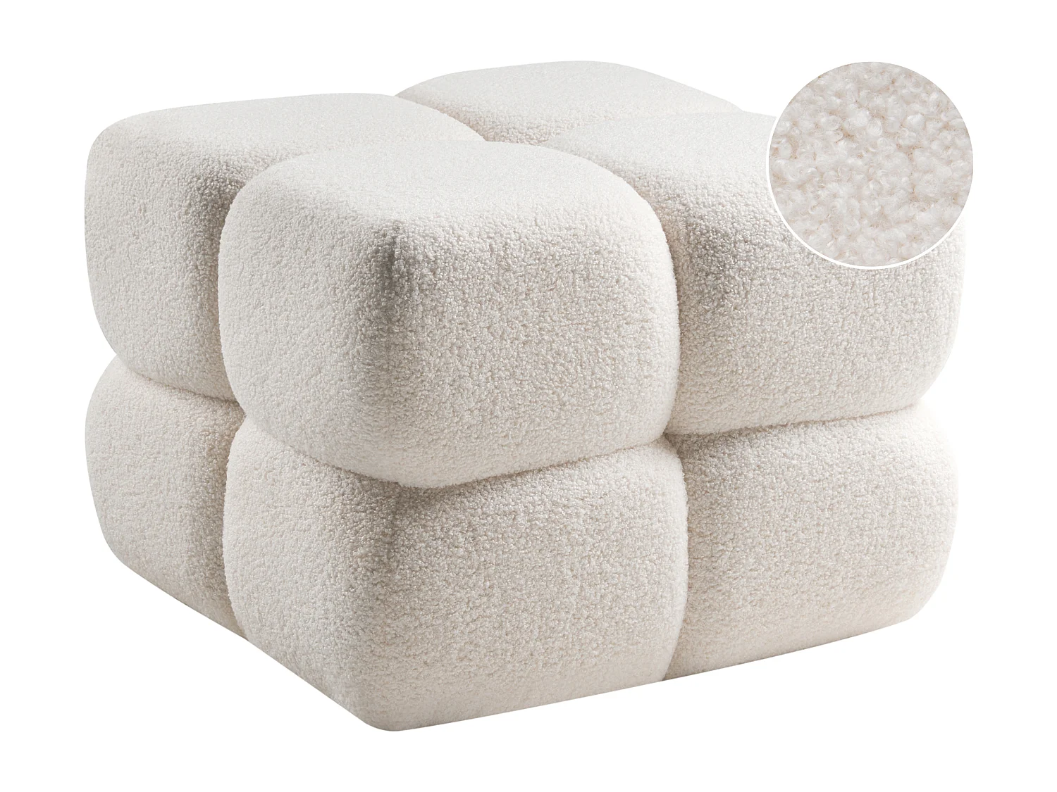 Pouf CALIENTE Bouclé Blanc cassé
