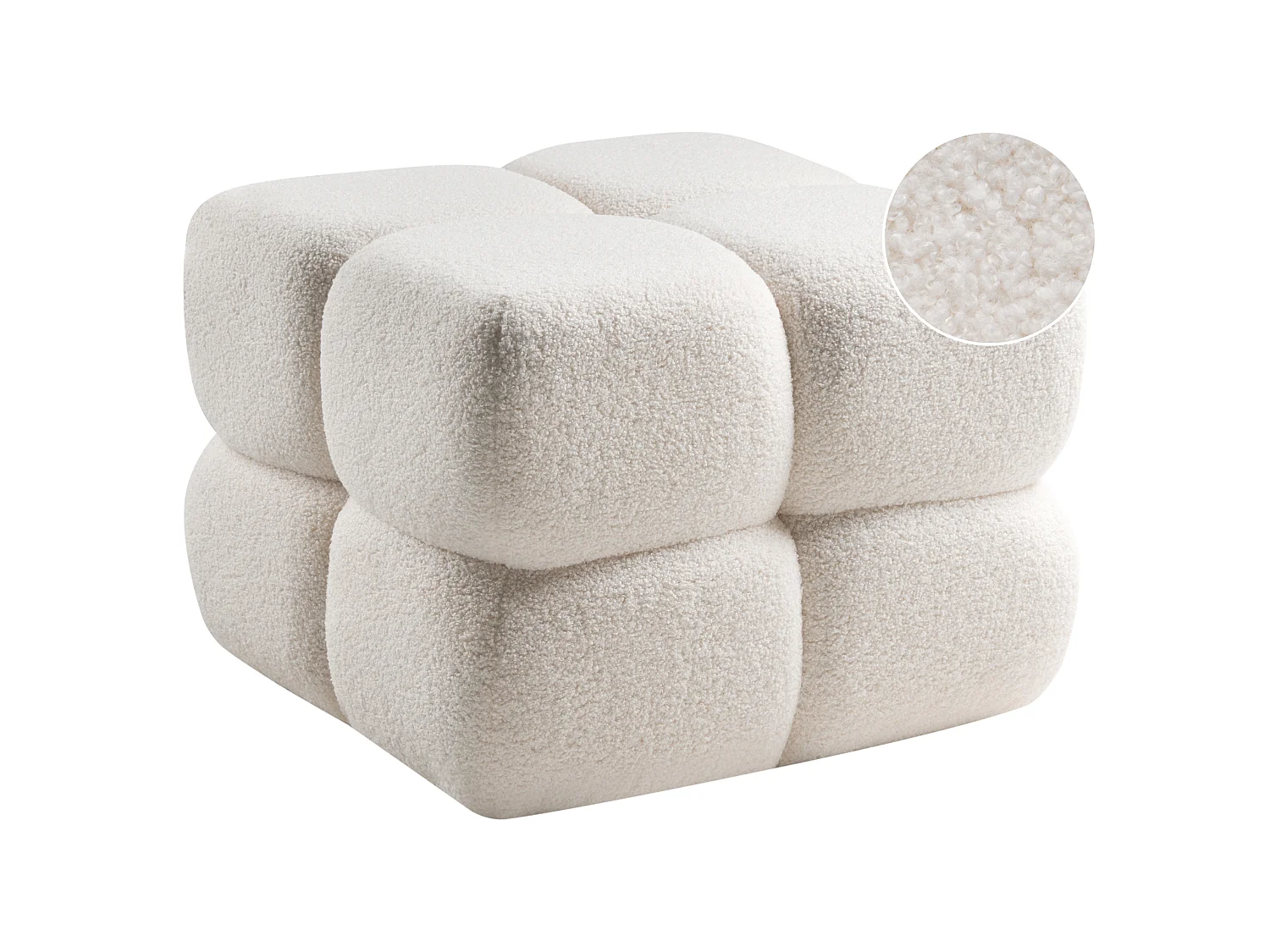 Pouf CALIENTE Bouclé Blanc cassé