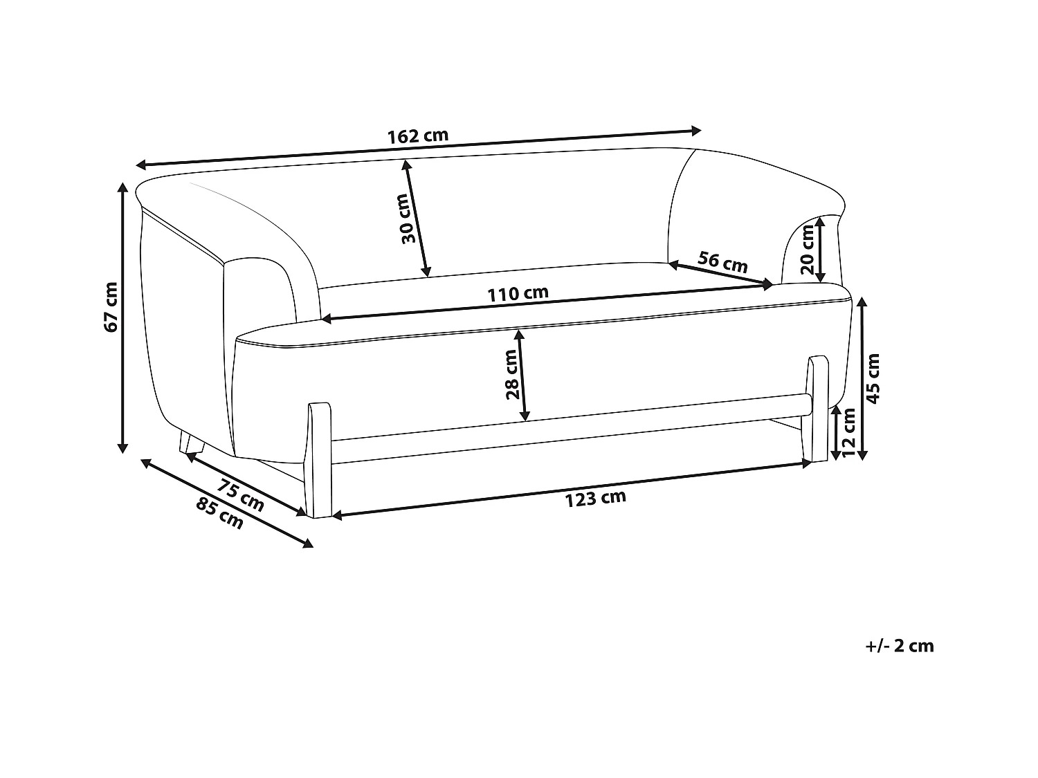 Canapé 2 places ALNOR Tissu chenille Marron
