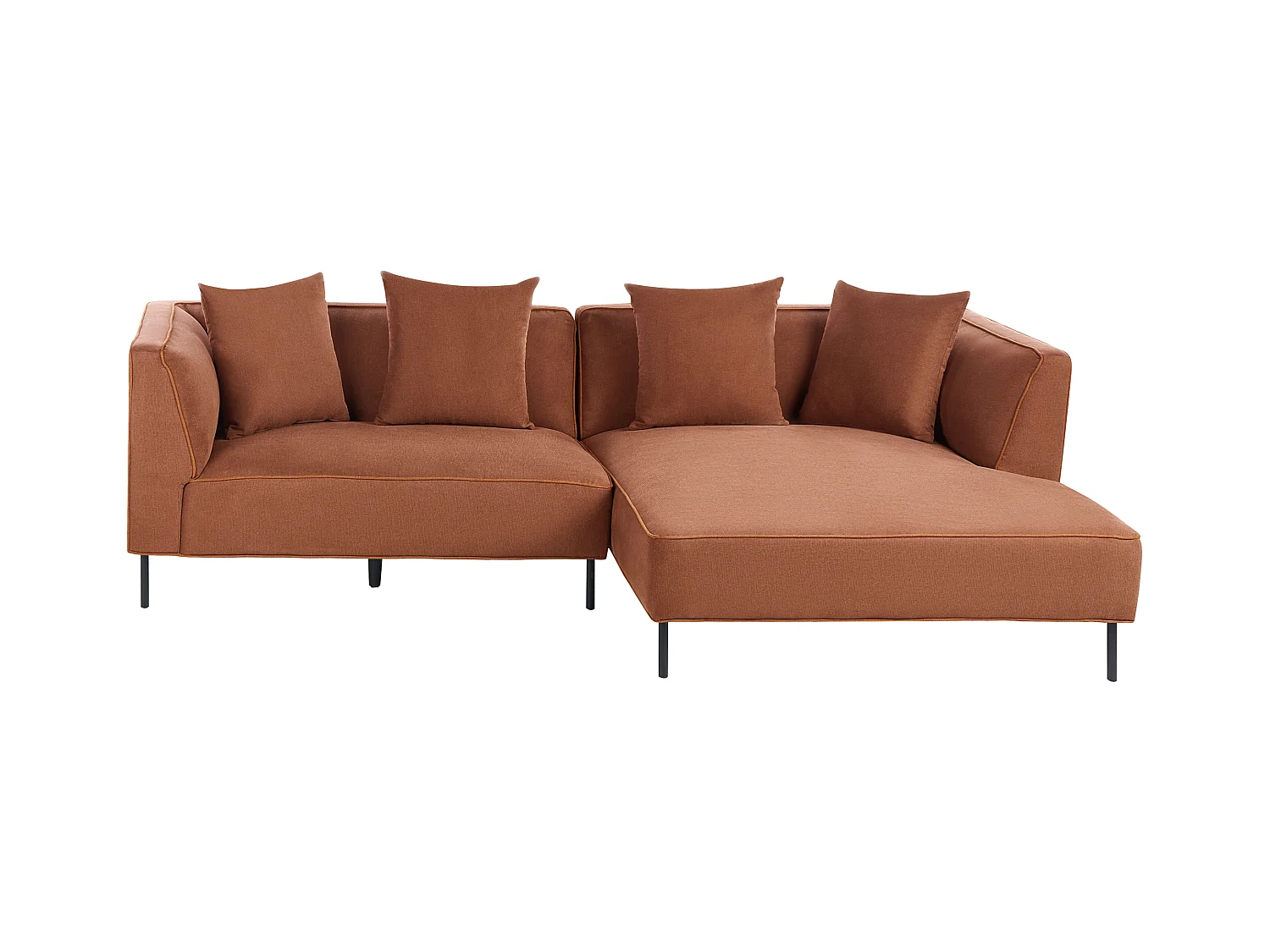 Canapé d'angle 3 places SATER Tissu Marron Côté droite