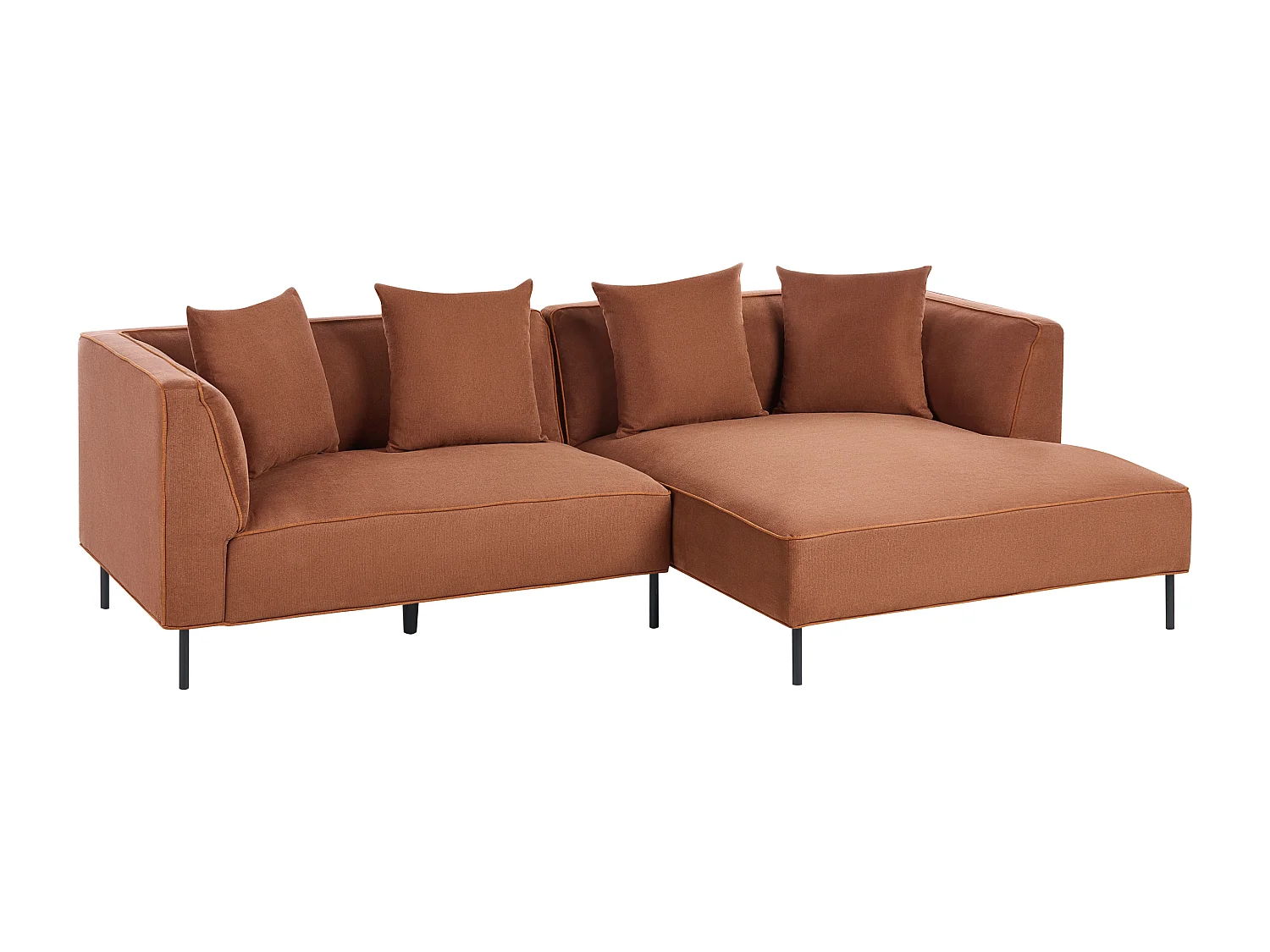 Canapé d'angle 3 places SATER Tissu Marron Côté gauche