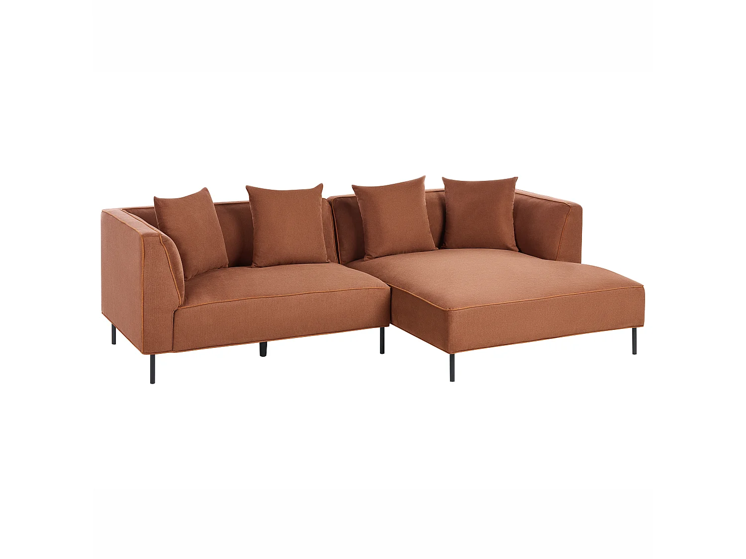 Corner Sofa 3 Seater SATER Fabric Brown Left Hand