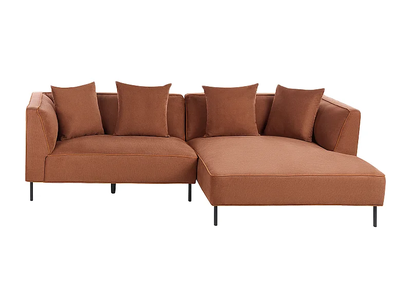 Canapé d\'angle 3 places SATER Tissu Marron Côté droite