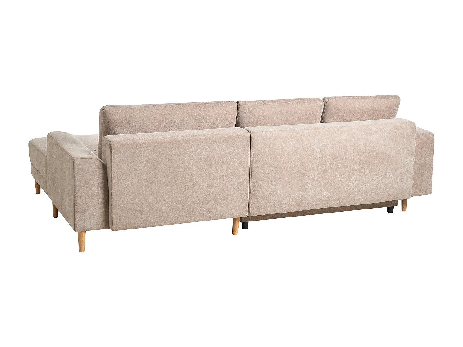 Canapé-lit d'angle 3 places NUBORG Tissu chenille Marron clair Côté droite