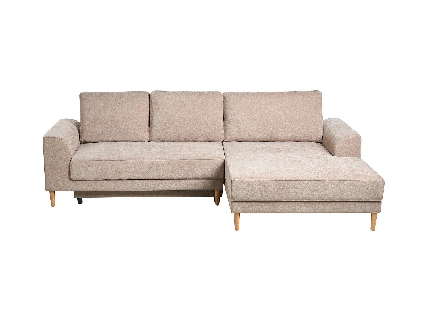 Canapé-lit d'angle 3 places NUBORG Tissu chenille Marron clair Côté droite