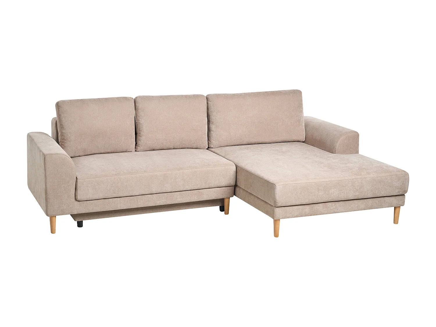 Canapé-lit d'angle 3 places NUBORG Tissu chenille Marron clair Côté droite