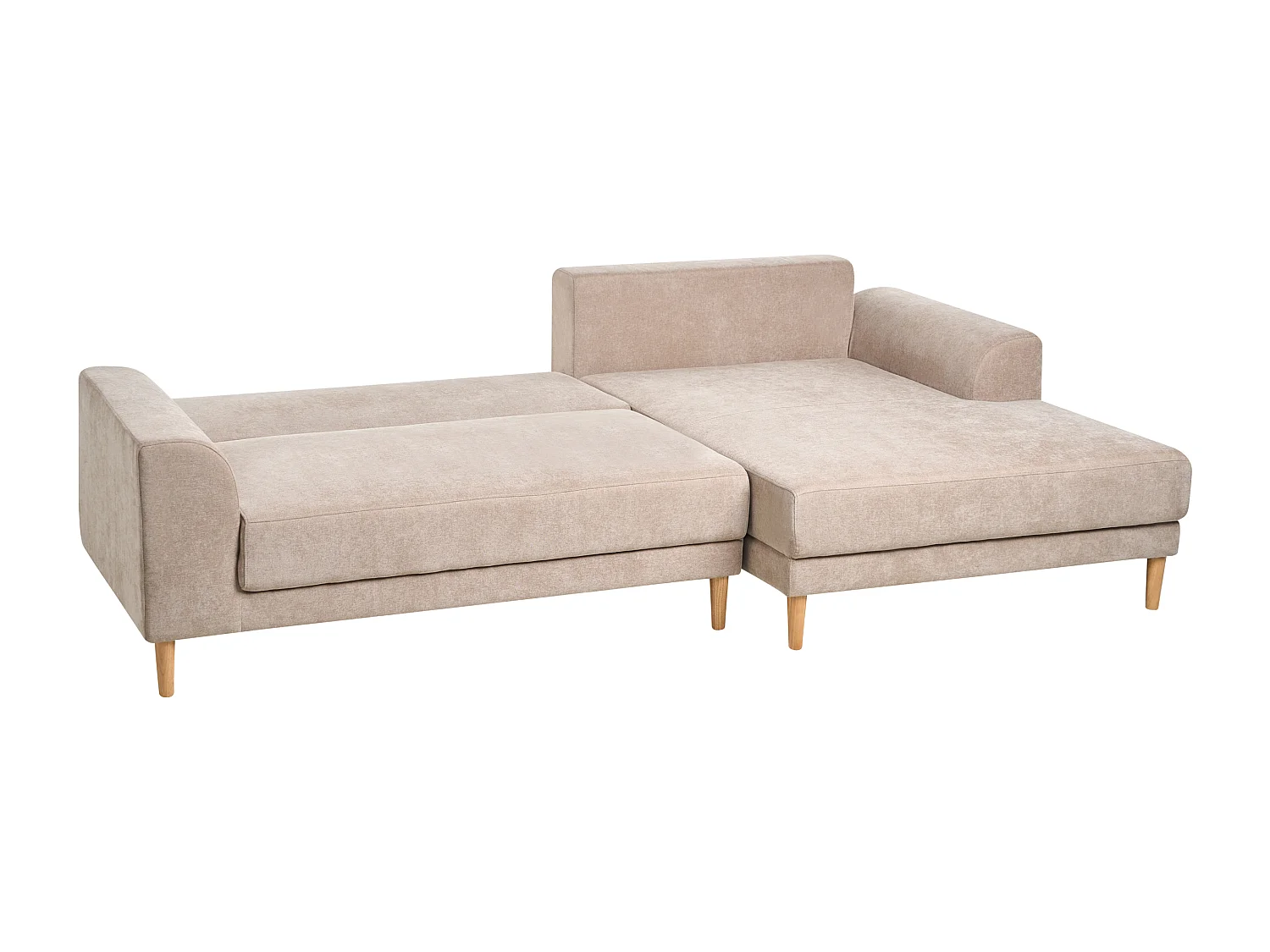 Canapé-lit d'angle 3 places NUBORG Tissu chenille Marron clair Côté droite