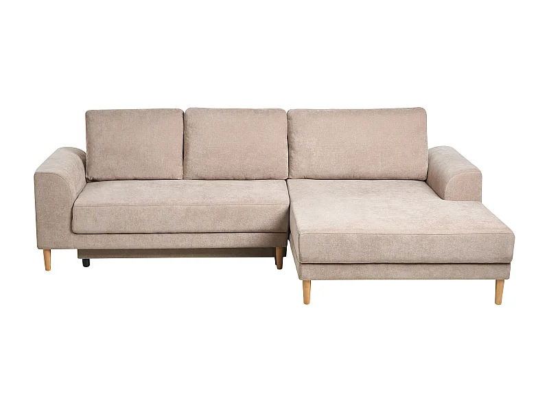 Canapé-lit d'angle 3 places NUBORG Tissu chenille Marron clair Côté droite