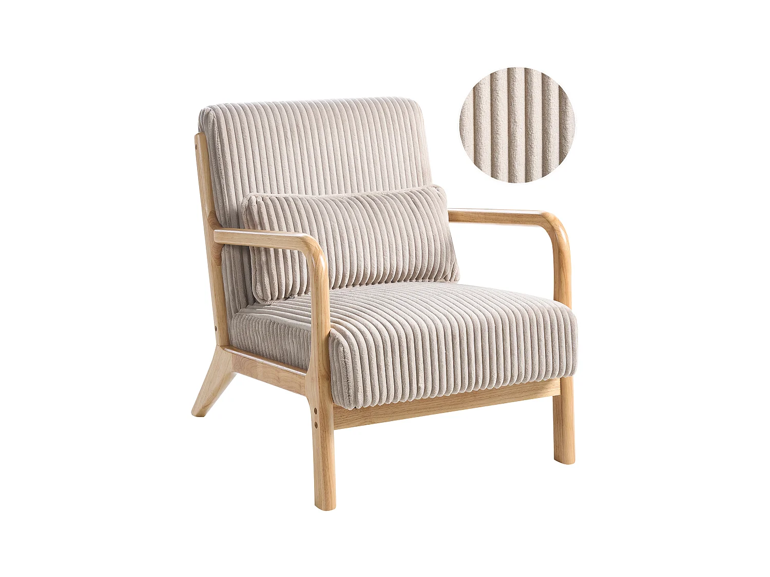 Fauteuil SORSELE Velours côtelé Beige