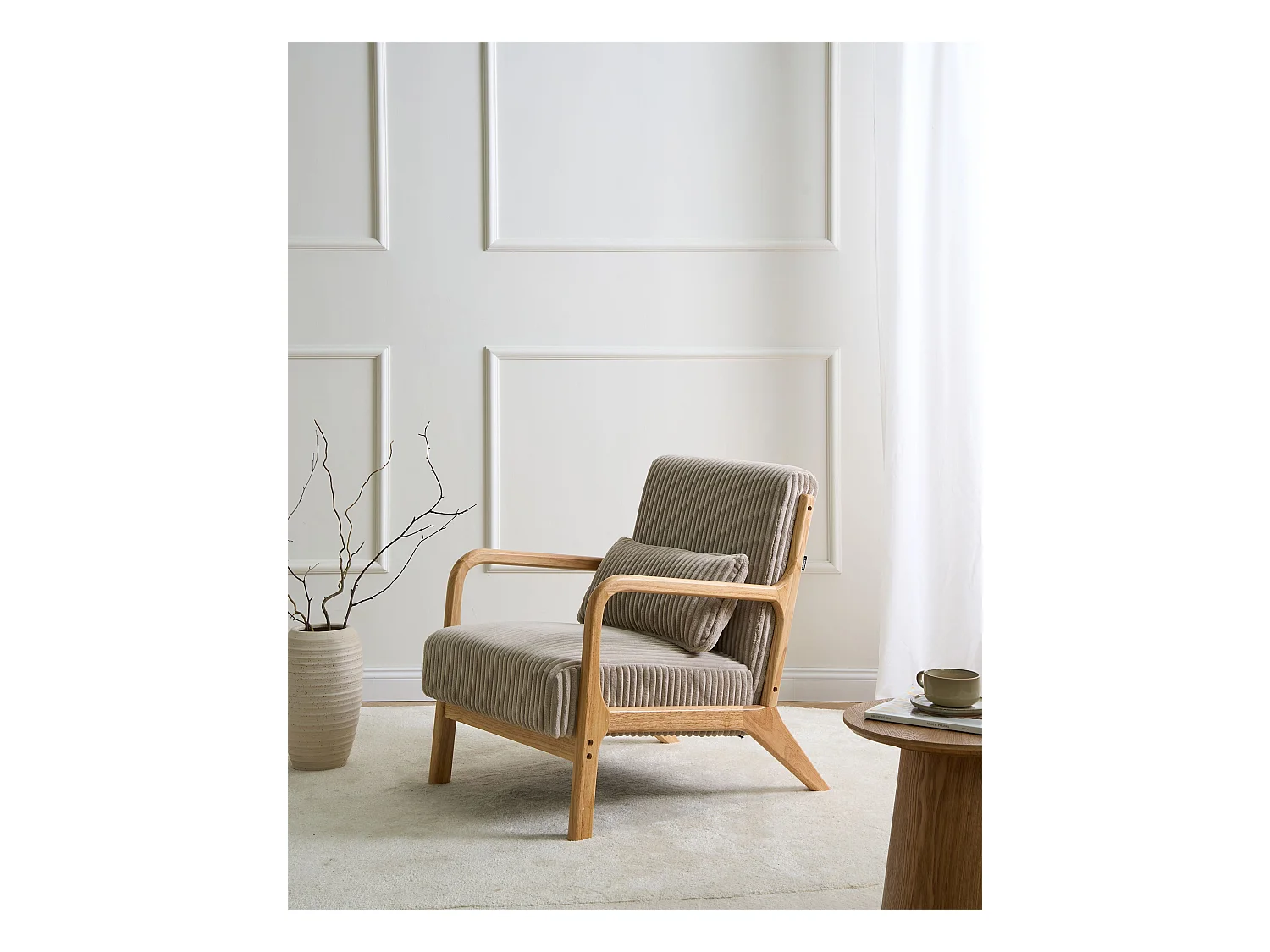 Fauteuil SORSELE Velours côtelé Beige