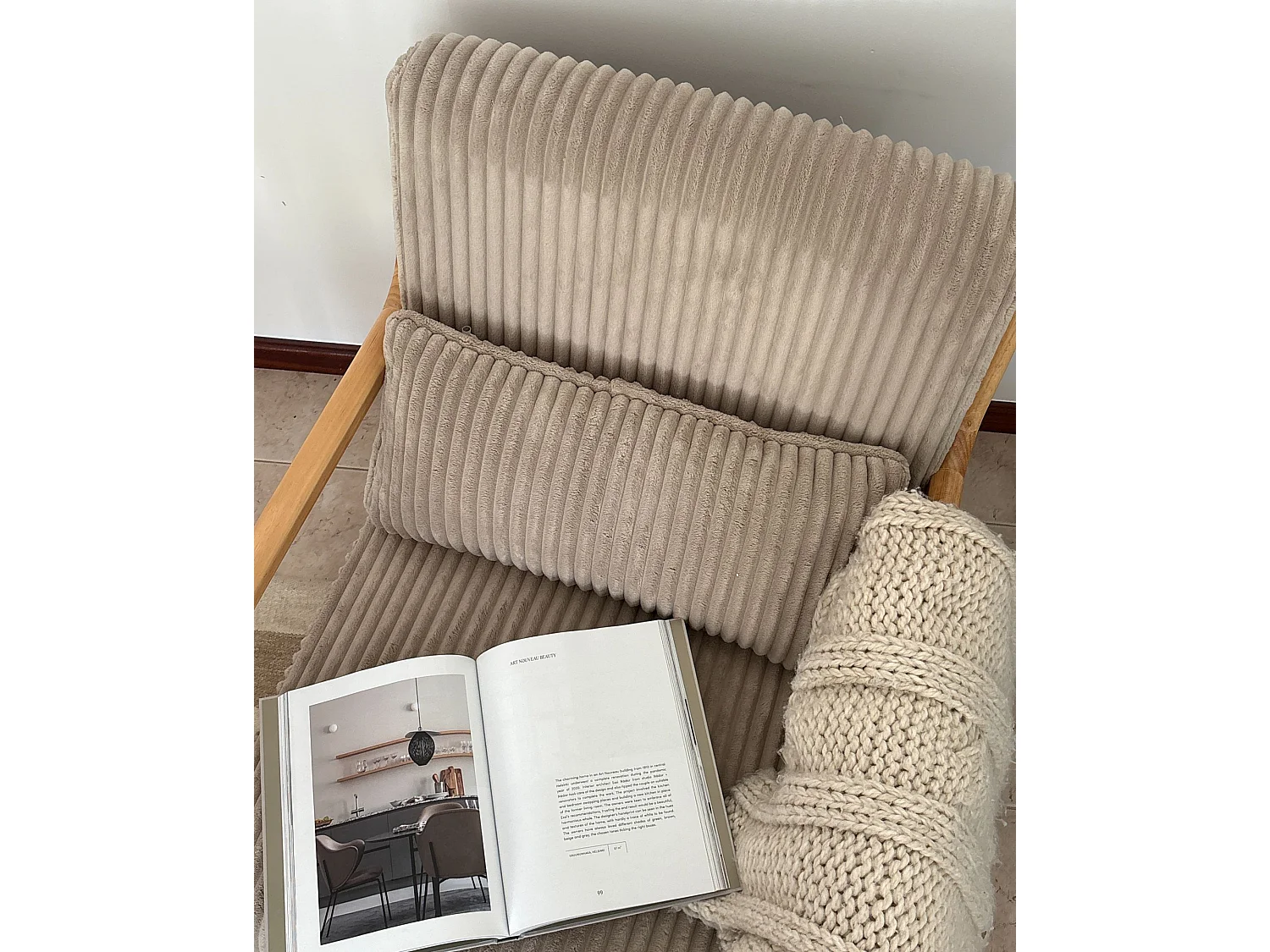 Armchair SORSELE Corduroy Beige