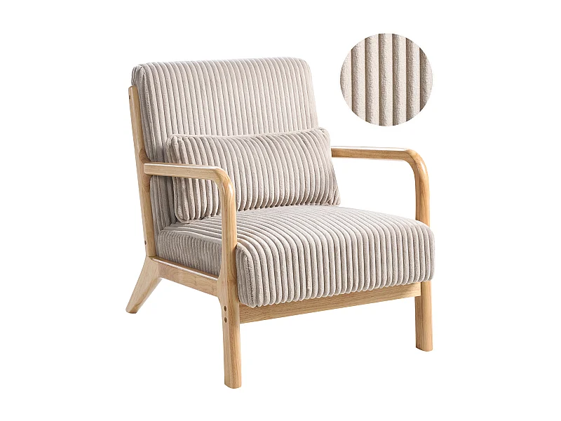 Fauteuil SORSELE Velours côtelé Beige