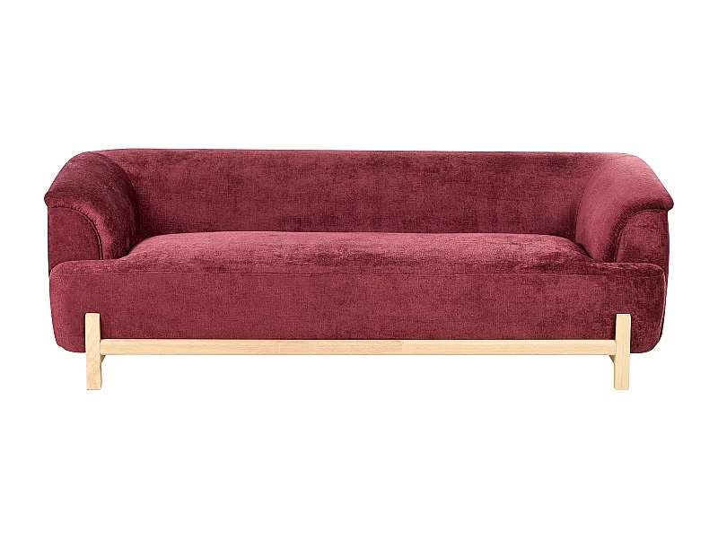 Canapé 3 places ALNOR Tissu chenille Rouge Bordeaux