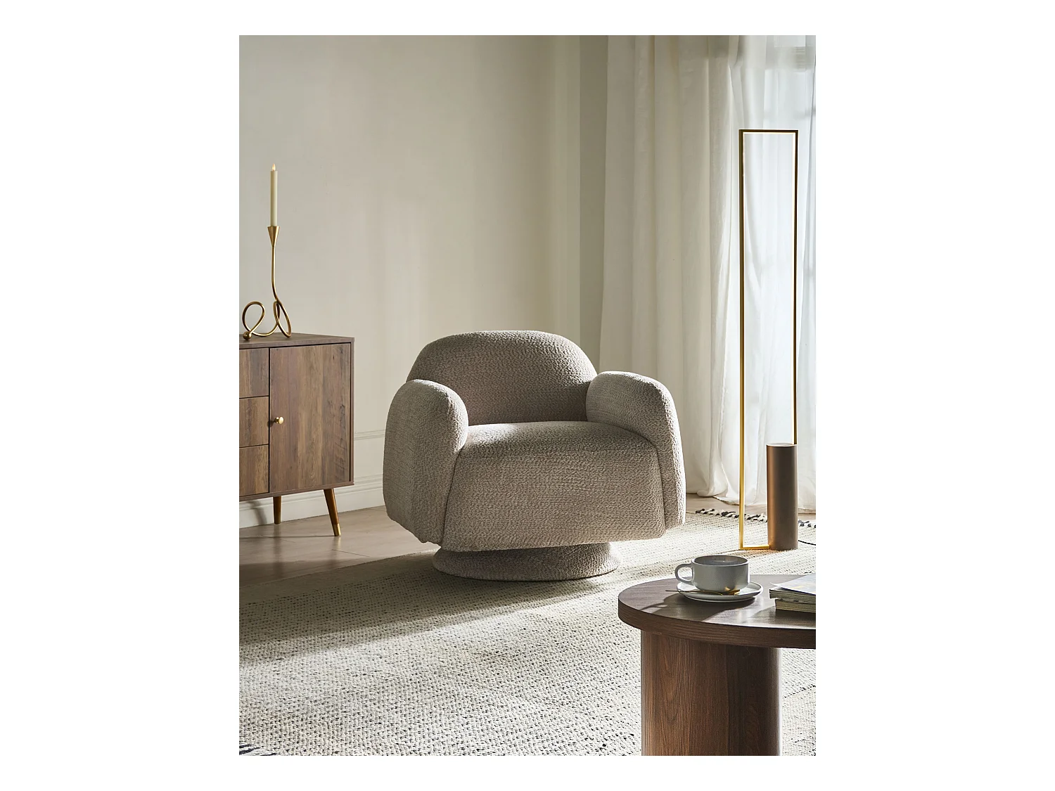 Fauteuil pivotant AAPUA Tissu Beige