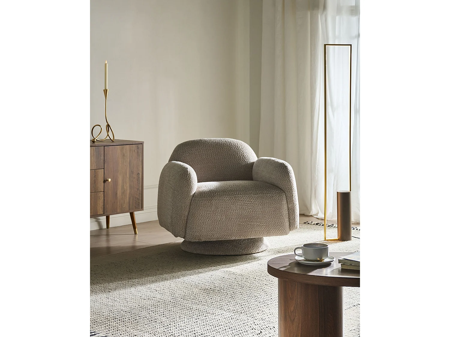 Fauteuil pivotant AAPUA Tissu Beige