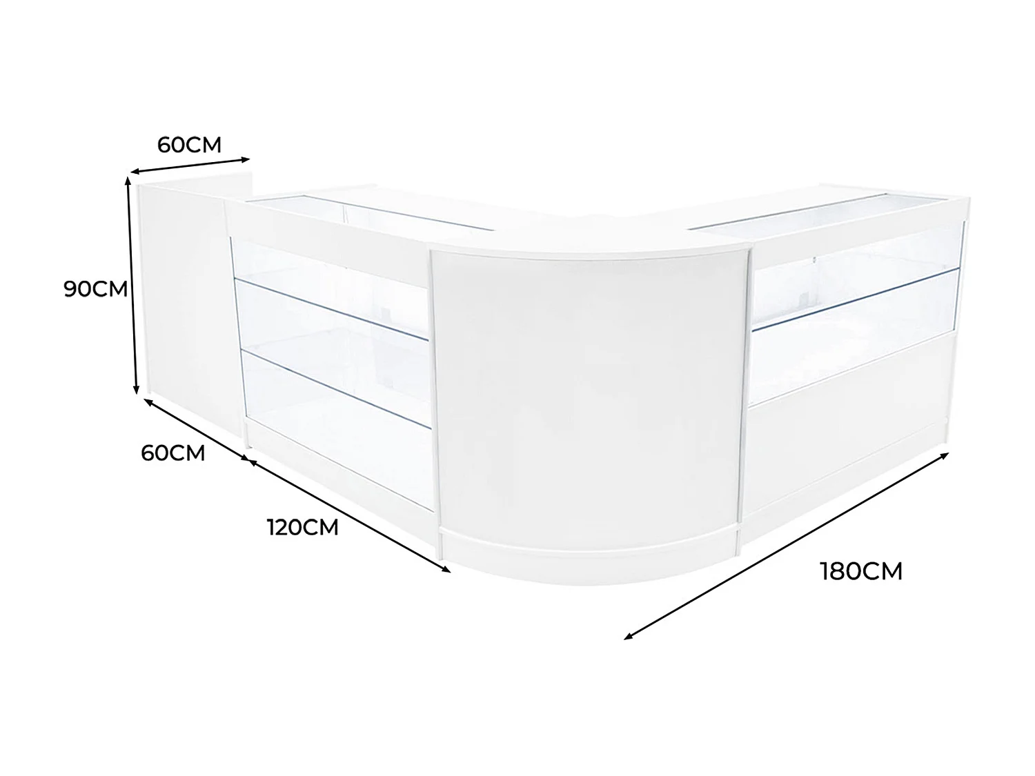 Vega LED Winkel Toonbank Set K1200, C1200, TB60 & CM60 - Wit