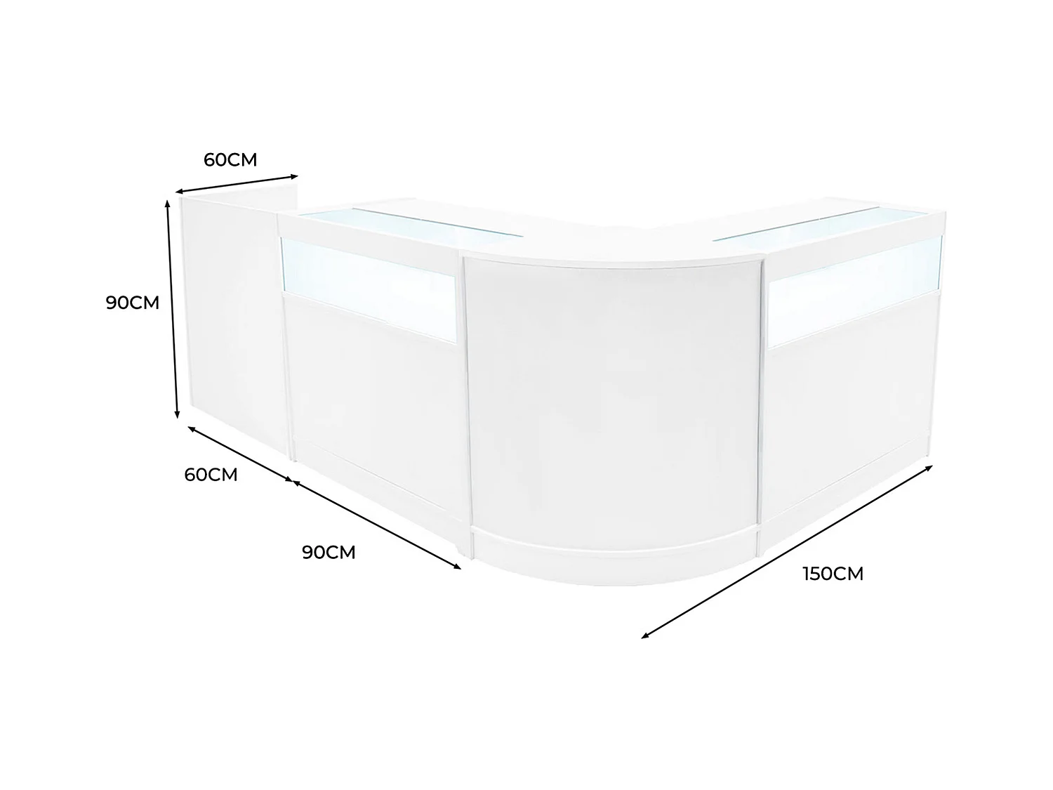 Luna LED Verkaufstheken-Set CM60 + B900 (2 Stück)+ TB60 – Weiß