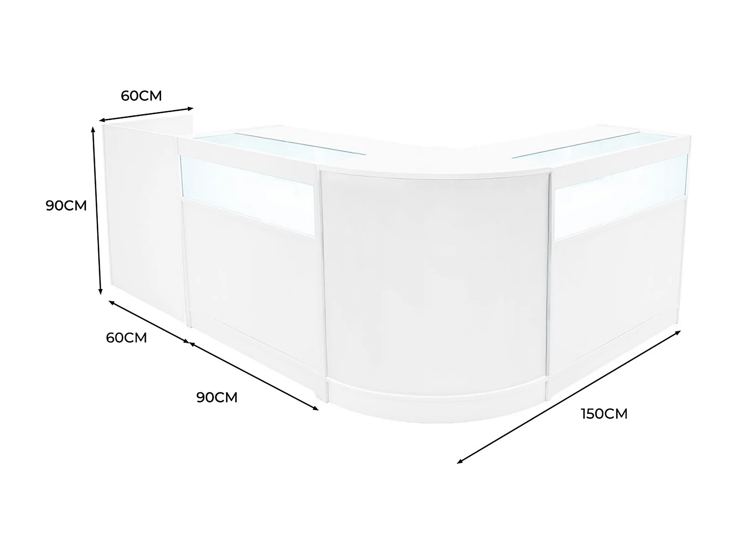 Comptoirs de Vente à LED Ensemble Luna - Blanc CM60, 2 x B900, TB60