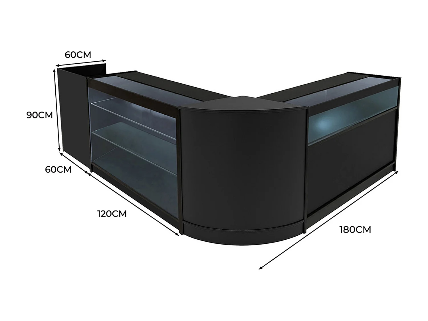 Polaris LED Winkel Toonbank Set K1200, B1200, TB60 & CM60 - Zwart