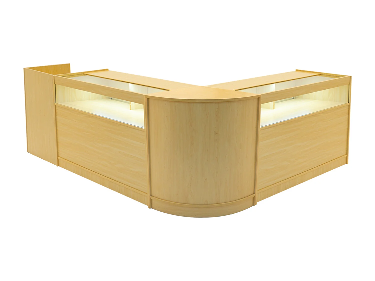 Luna LED Verkaufstheken-Set CM60 + B1200 (2 Stück)+ TB60 – Ahorn