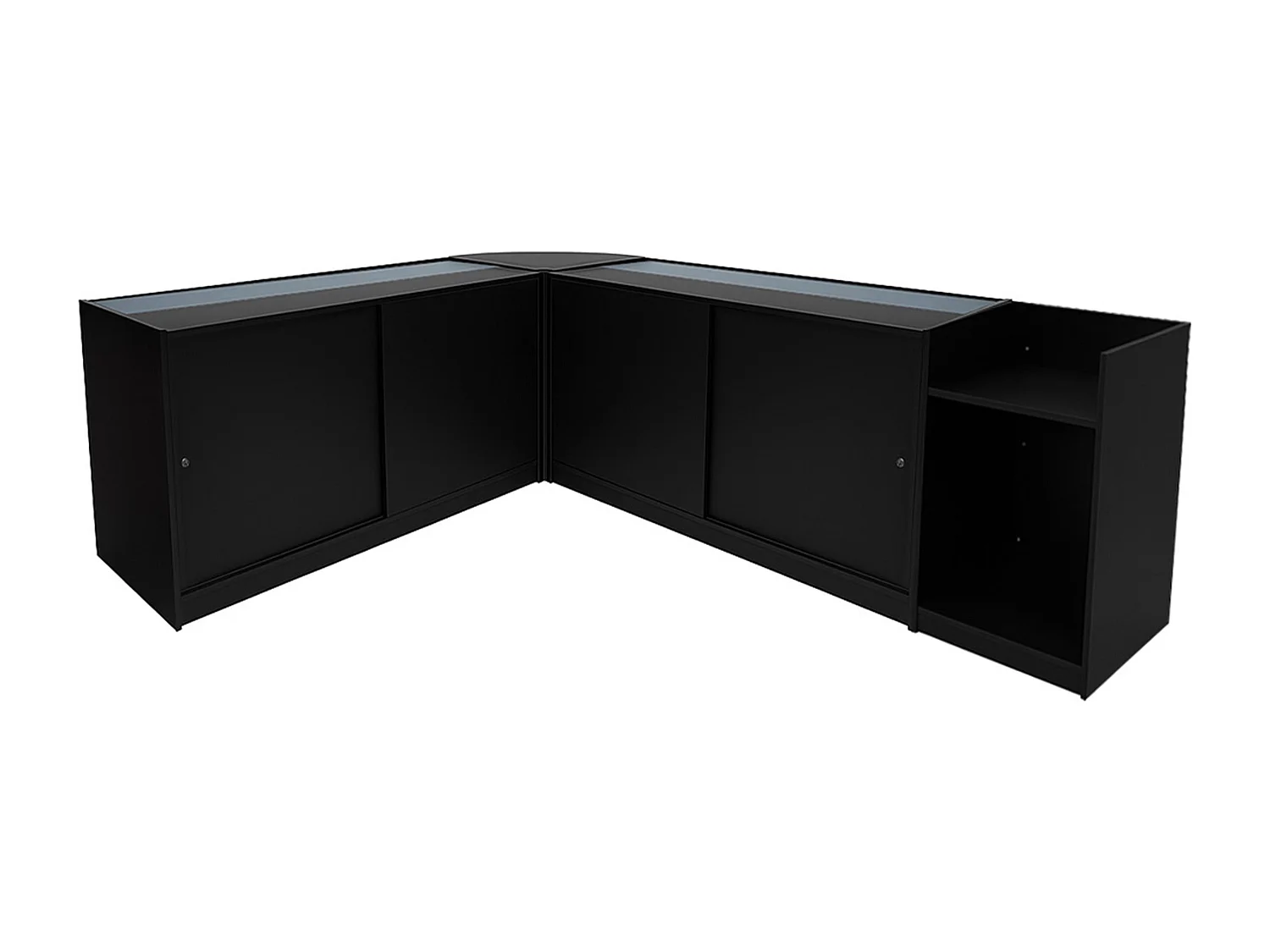 Conjunto de BalcÃµes Comerciais com Luz LED "POLARIS" CM60 + B1500 + K1500 + TB60 â€“ cor Preto