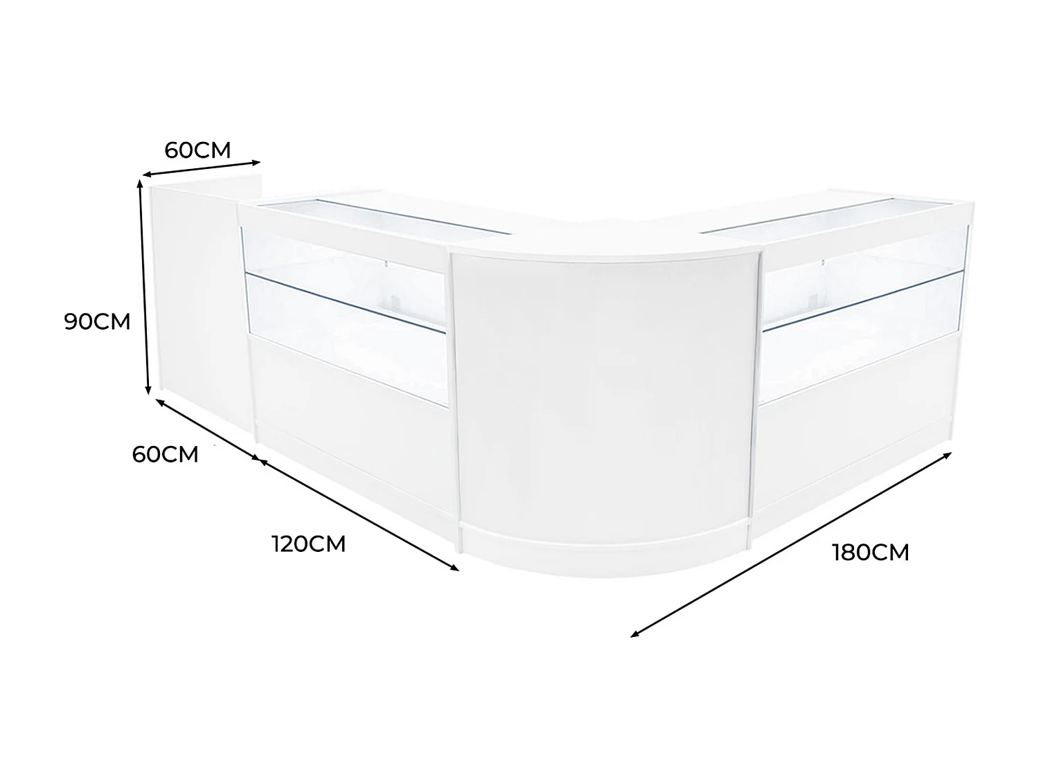 Comptoirs de Vente à LED Ensemble Phoenix - Blanc CM60, 2 x C1200, TB60