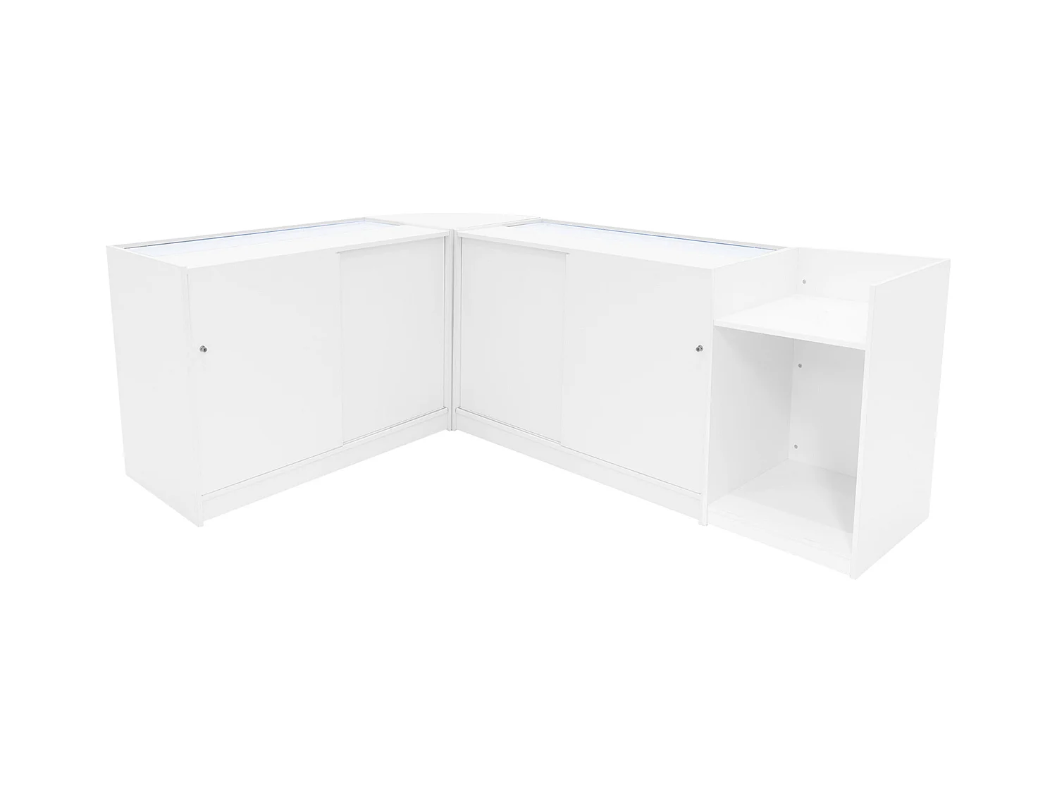 Set Mostradores Comerciales con Luz LED "LUNA" CM60 + 2xB1200 + TB60 – Blanco