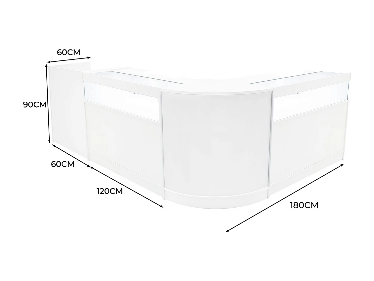 Comptoirs de Vente à LED Ensemble Luna - Blanc CM60, 2 x B1200, TB60
