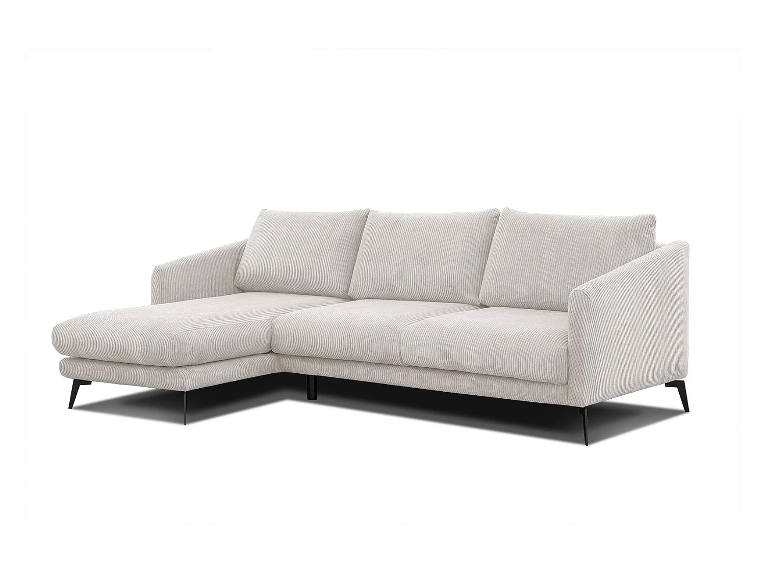 CANAPÉ D'ANGLE VILT 4 places, tissu blanc perle