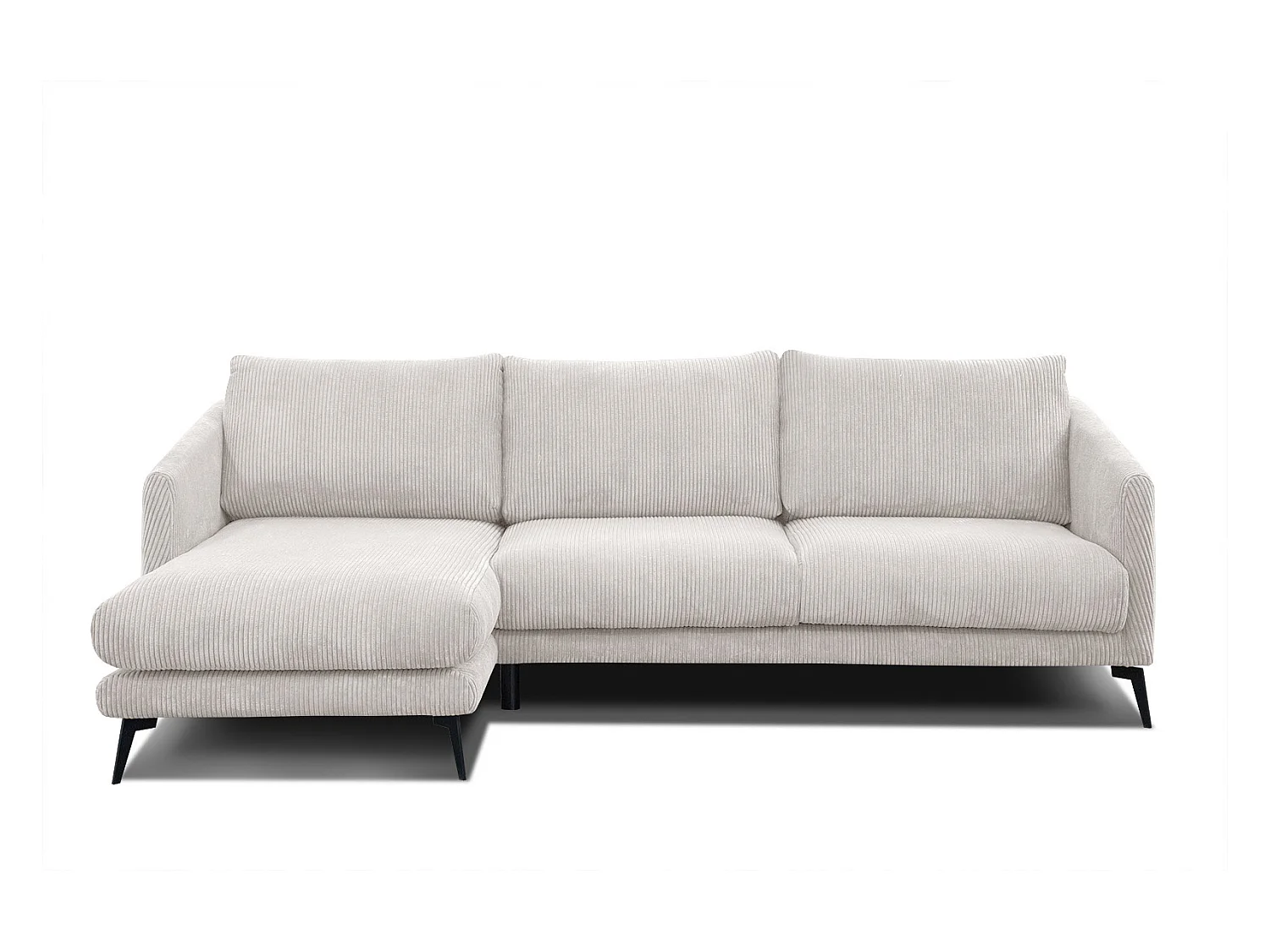 CANAPÉ D'ANGLE VILT 4 places, tissu blanc perle