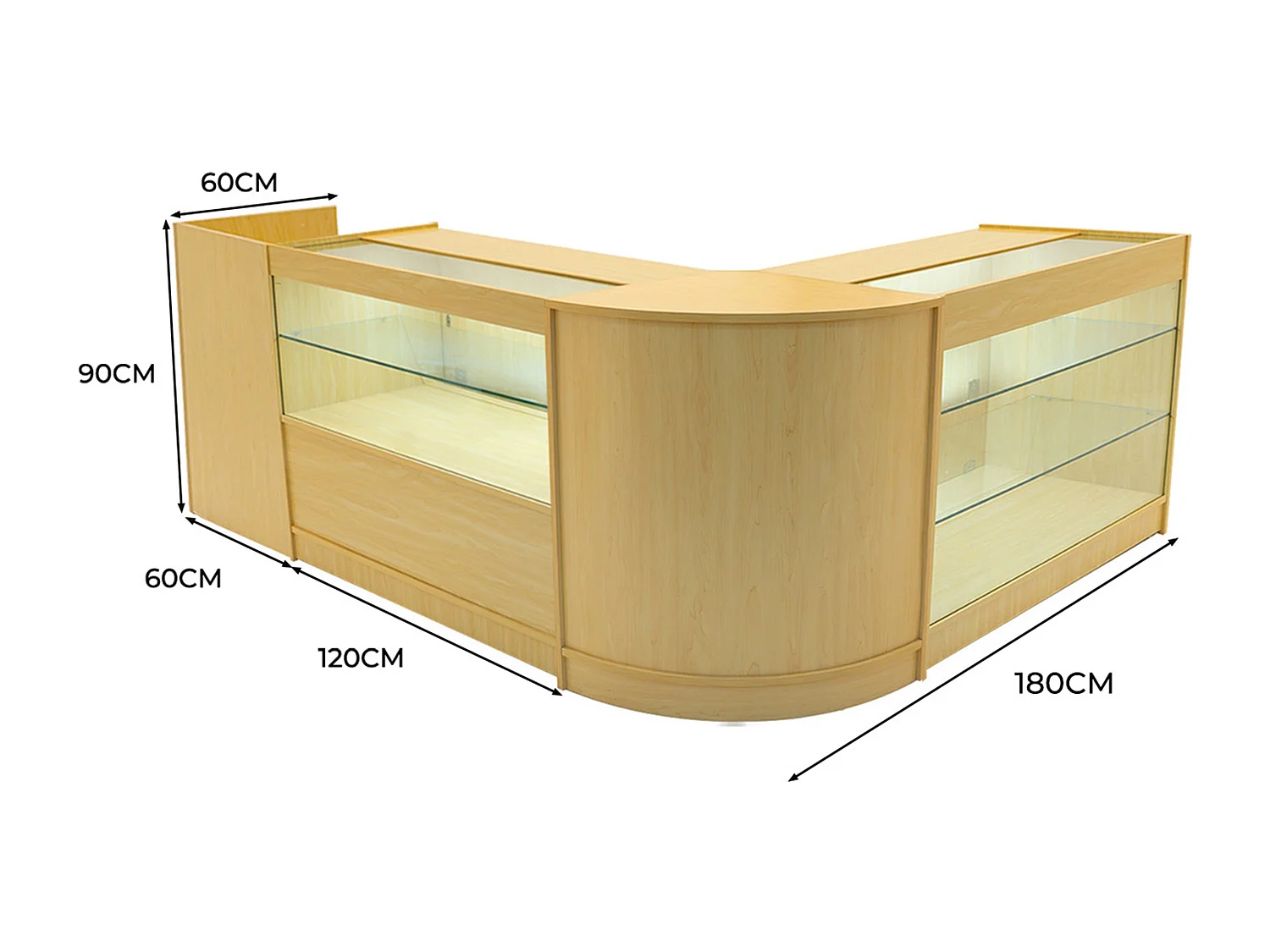 Vega LED Winkel Toonbank Set K1200, C1200, TB60 & CM60 - Esdoorn