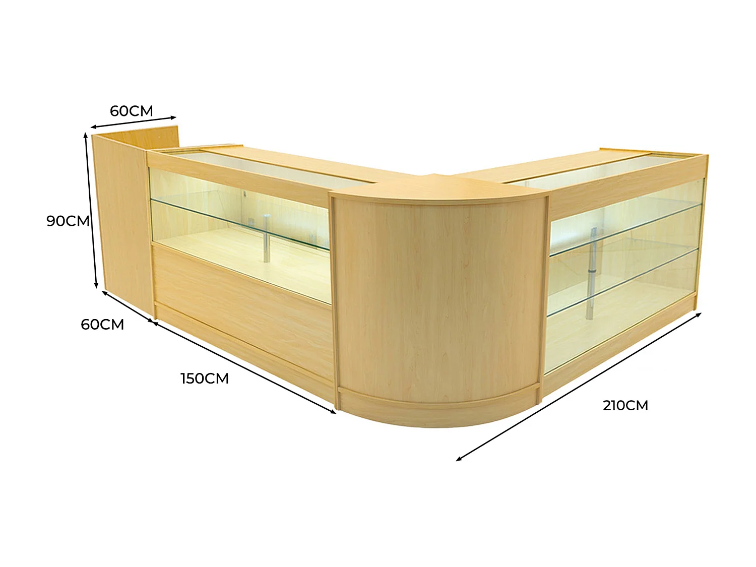 Vega LED Winkel Toonbank Set K1500, C1500, TB60 & CM60 - Esdoorn