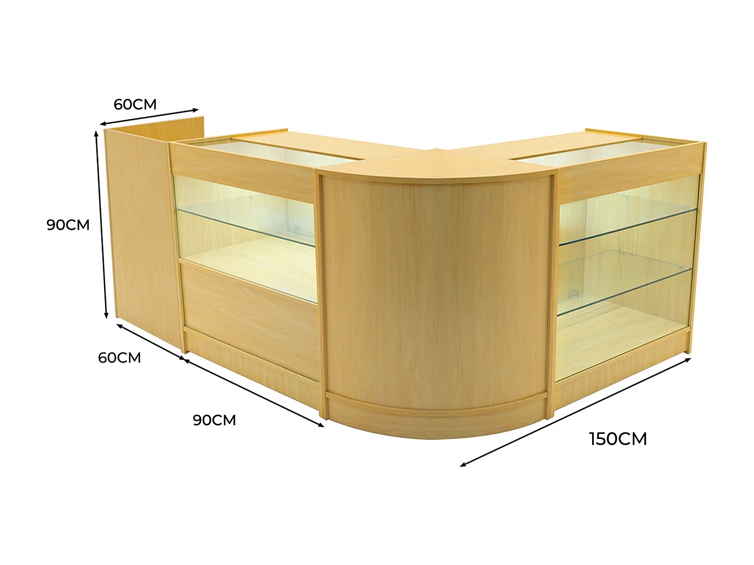 Vega LED Verkaufstheken-Set CM60 + C900 + K900 + TB60 – Ahorn