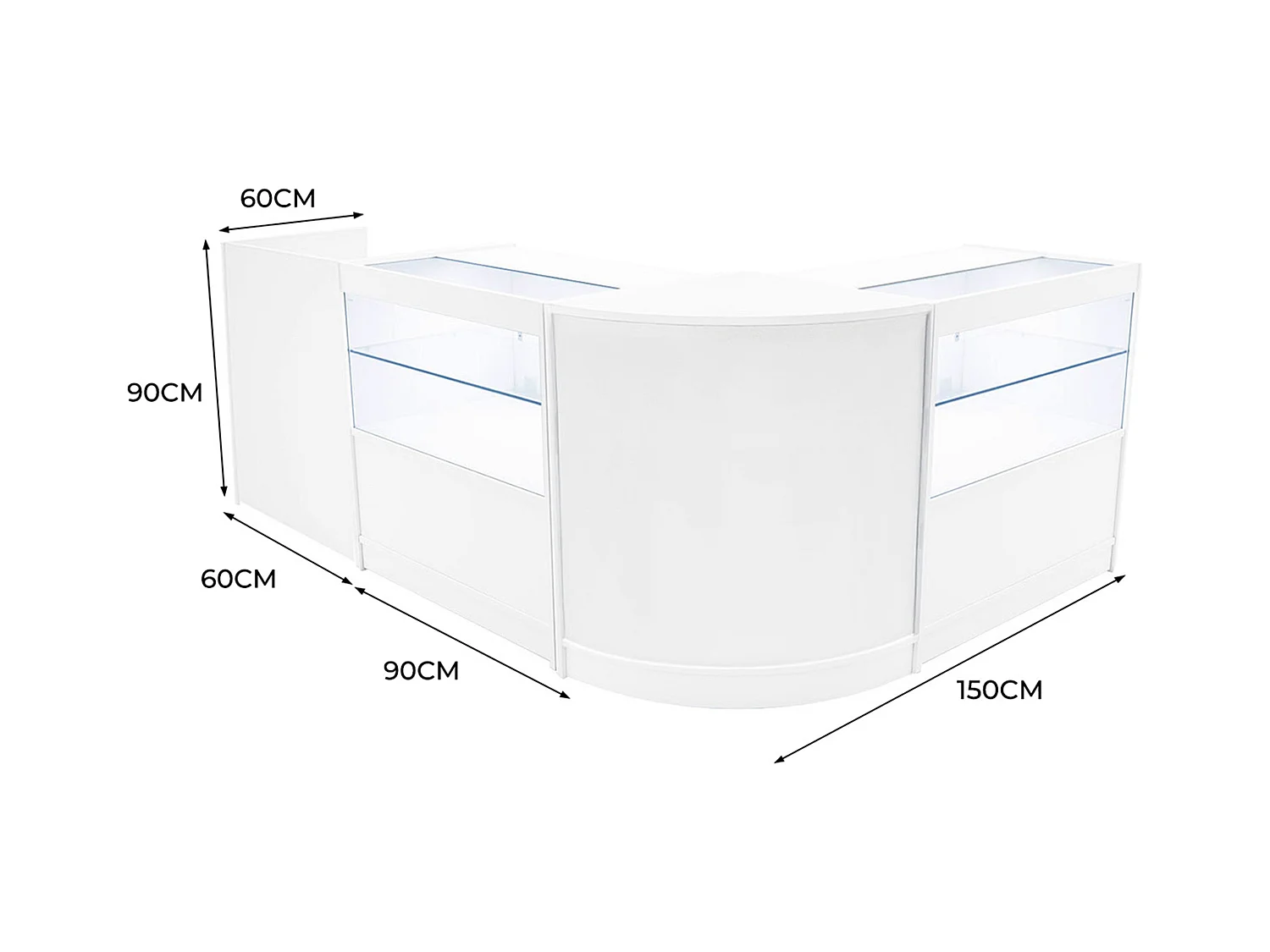 Set Mostradores Comerciales con Luz LED "PHOENIX"  CM60 + 2xC900 + TB60 – Blanco