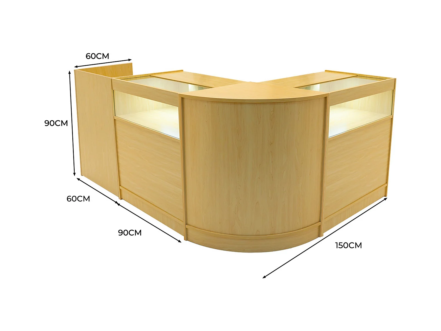 Luna LED Winkel Toonbank Set CM60, TB60 & 2 x B900 - Esdoorn