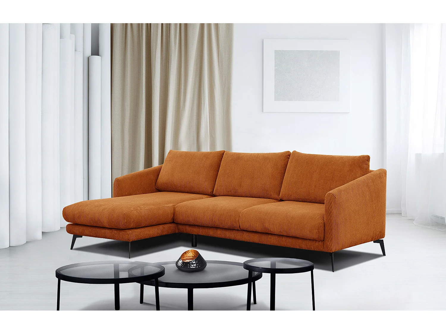 Ecksofa 4-Sitzer links VILT, orange