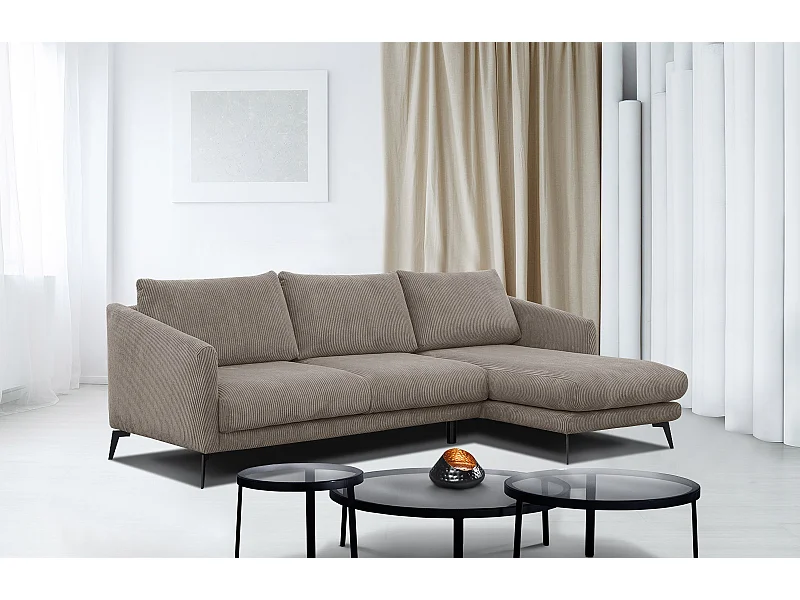 CANAPÉ D'ANGLE VILT 4 places, tissu taupe