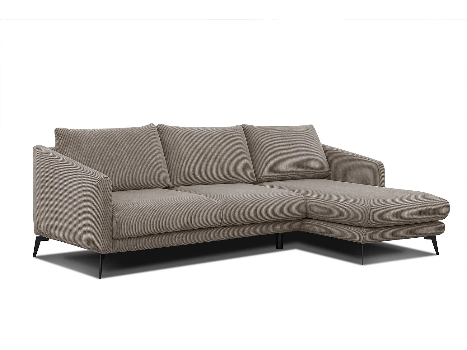 CANAPÉ D'ANGLE VILT 4 places, tissu taupe